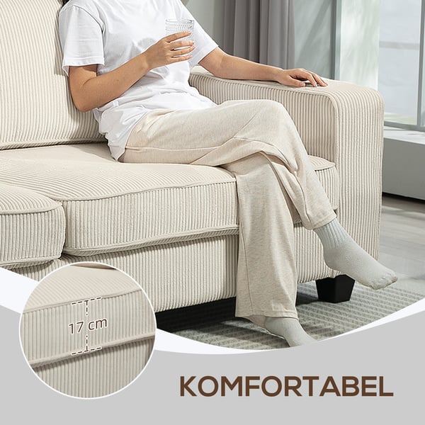 Sofa, 227x84x87 cm, Creme