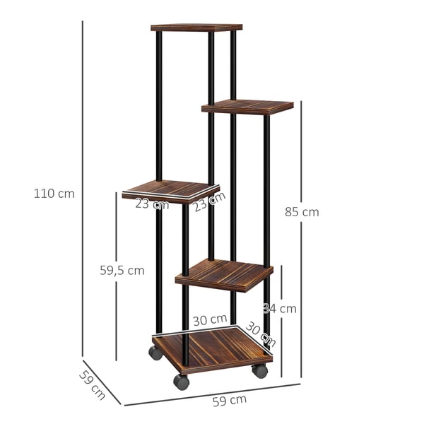Planteholder, 59x59x110 cm, Sort