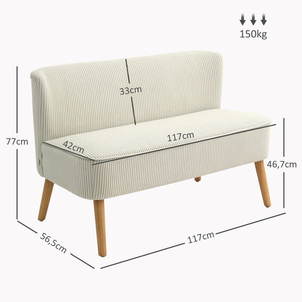 Soffa, 117x56,5x77 cm, Krämfärgad