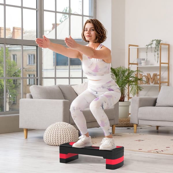 Aerobic Stepper, 80x31x20 cm, Rød og Sort