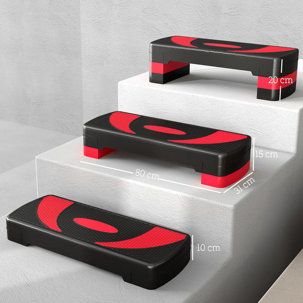 Aerobic Stepper, 80x31x20 cm, Rød og Sort