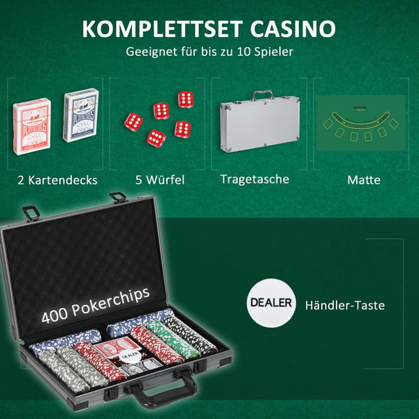 Poker Sæt, 39,5x28x8 cm, Grå