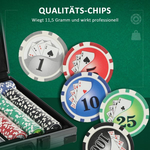 Poker Sæt, 39,5x28x8 cm, Grå