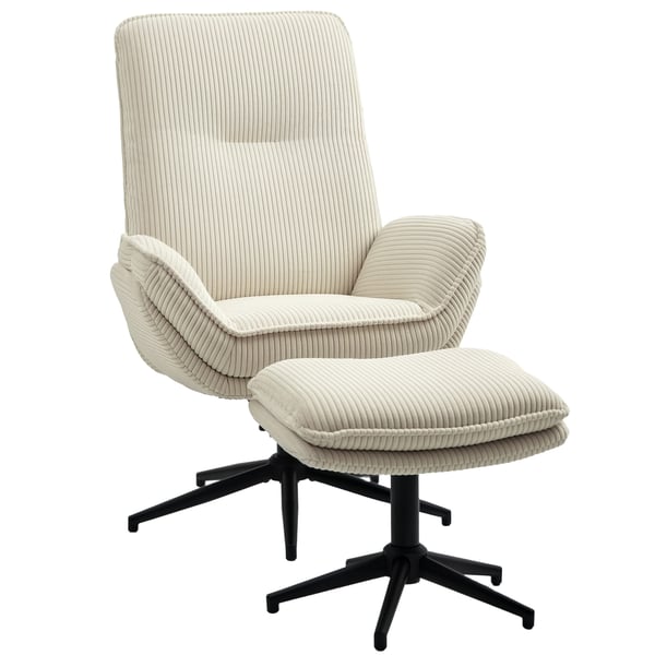 Lænestol med skammel, 74x85x104 cm, Beige Lænestol med skammel, 74x85x104 cm, Beige