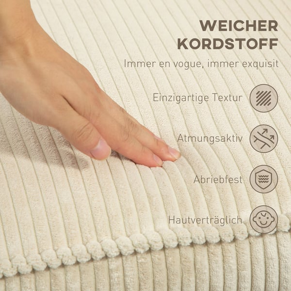 Lænestol med skammel, 74x85x104 cm, Beige