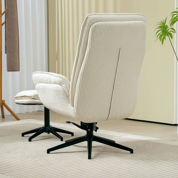 Lænestol med skammel, 74x85x104 cm, Beige