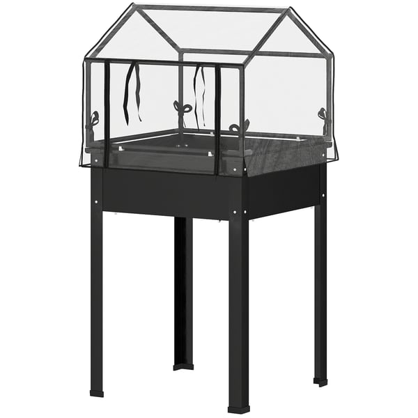 Hævet plantebed med overdækning, 60x60x120 cm, sort