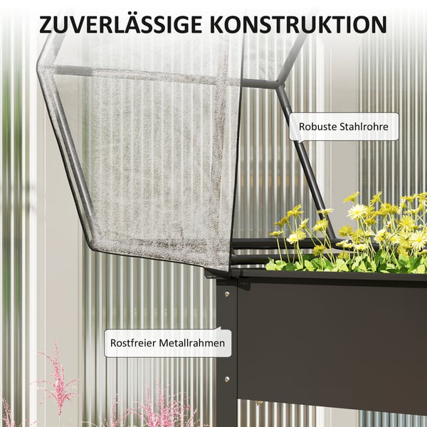 Hævet plantebed med overdækning, 60x60x120 cm, sort