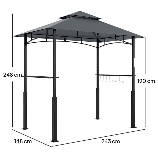 Grillpaviljong, 243x148x248 cm, Grå