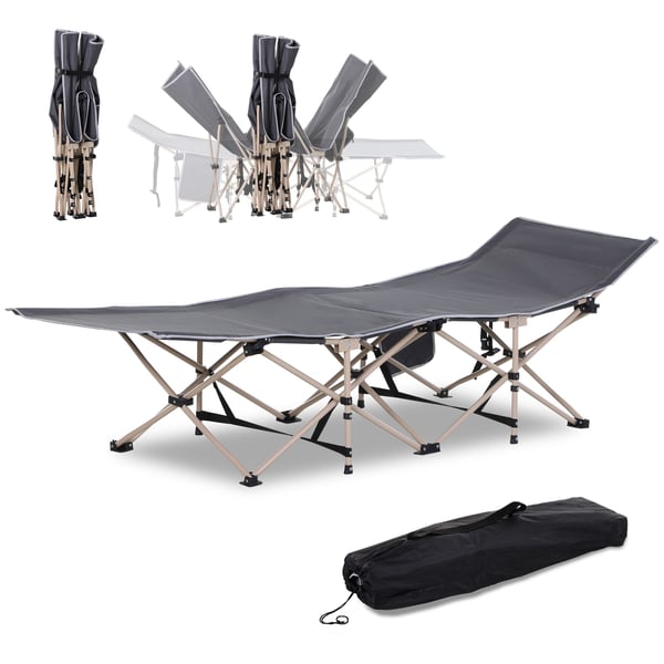 Camping seng, 190x68x52 cm, grå