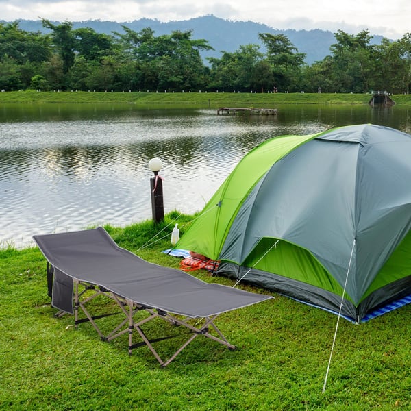 Camping seng, 190x68x52 cm, grå