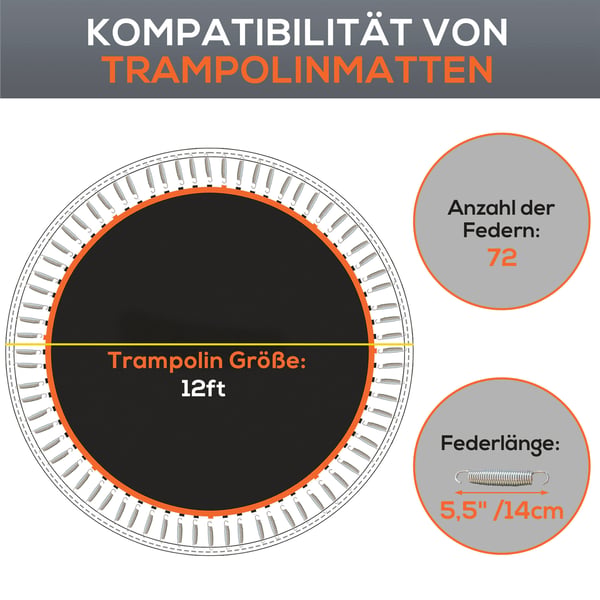 Trampolin Hoppemåtte, 323 cm diameter, Orange