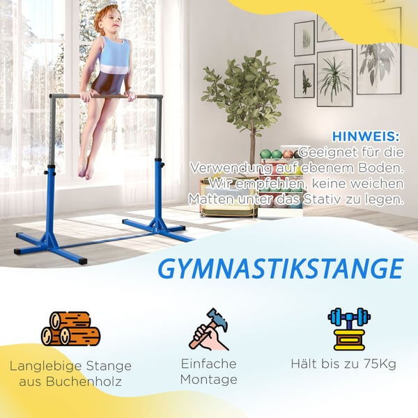 Gymnastikstang, 194x121x92-150 cm, Blå
