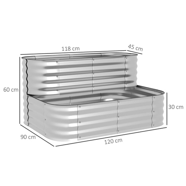 Planteholder, 118x45x30 cm, sølv