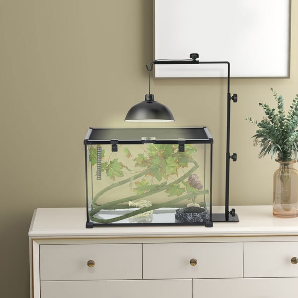 Ställ för reptilvärmelampa, justerbar, 40x15x95 cm, svart