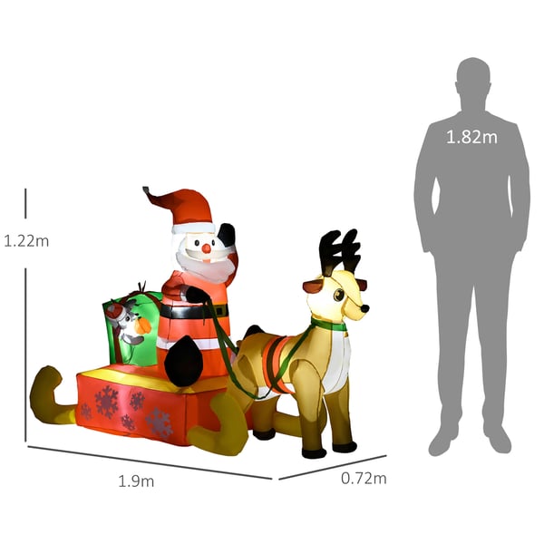 Oppustelig juledekoration, 190x72x122 cm, Rød