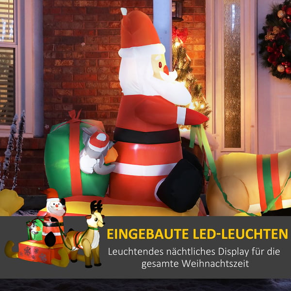 Oppustelig juledekoration, 190x72x122 cm, Rød