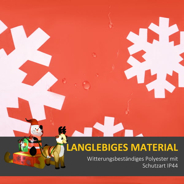 Oppustelig juledekoration, 190x72x122 cm, Rød