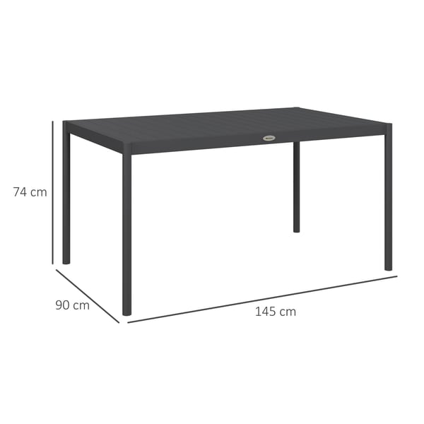 Trädgårdsbord för matplats, 145x90x74 cm, Mörkgrå