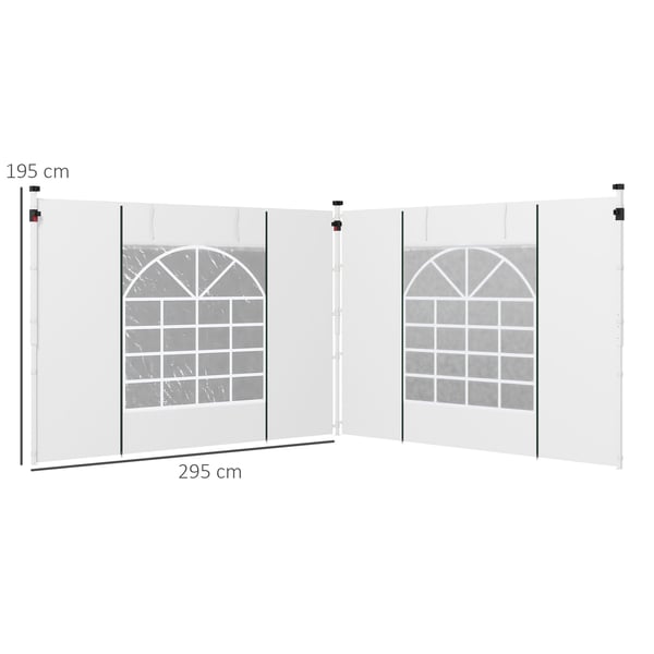 Gazebo Sidepaneler, 295x195 cm, Hvid