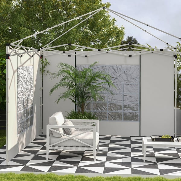 Gazebo Sidepaneler, 295x195 cm, Hvid