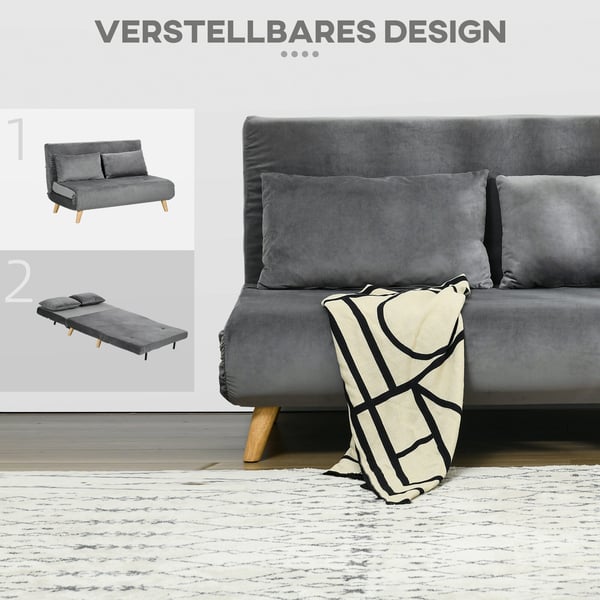 Soffa med bäddfunktion, 130x78x79 cm, grå