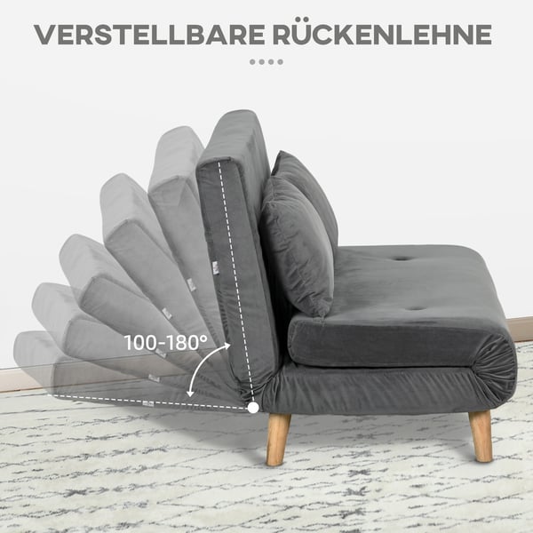Soffa med bäddfunktion, 130x78x79 cm, grå