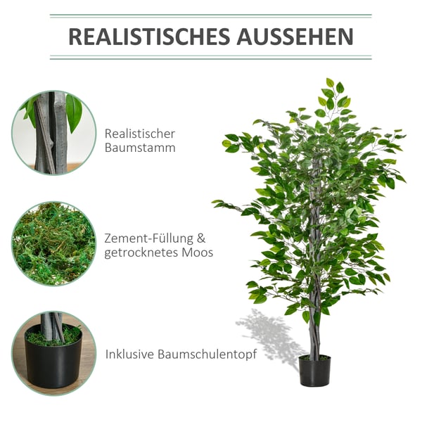 Kunstig Ficus-træ, 135 cm, Grøn