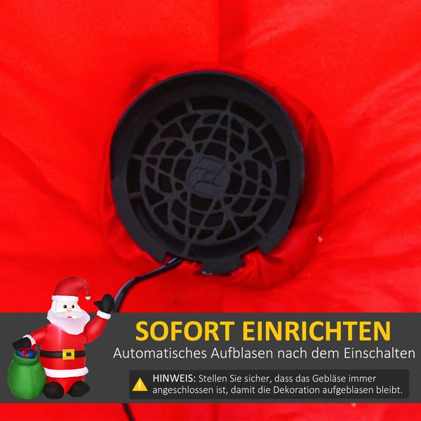 Oppustelig julefigur, 70x45x120 cm, Rød