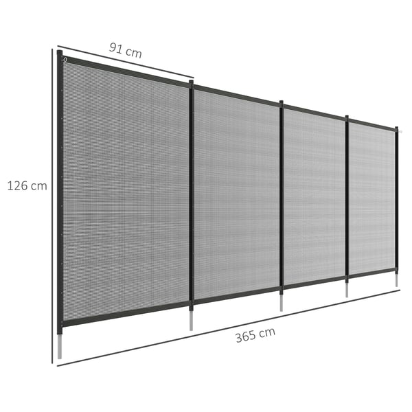 Poolstaket, 365x126 cm, Svart
