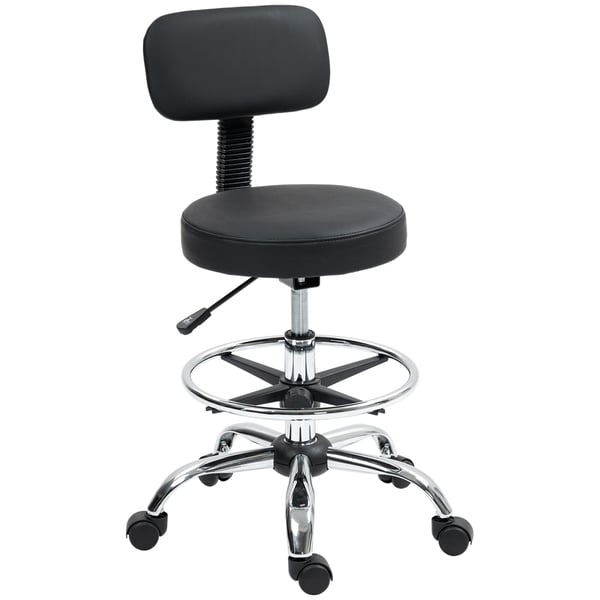 Kontorstol, Justerbar Ergonomisk Tegnestol med Fodstøtte, 52x52x78-92 cm, Sort