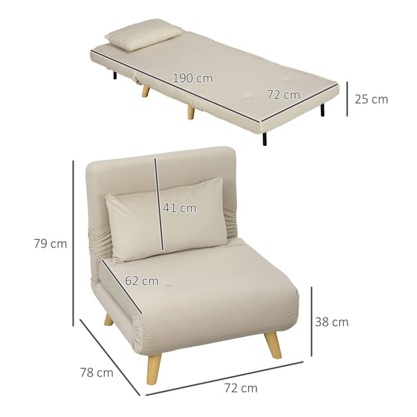 Sovesofa, 72x190x25 cm, Beige
