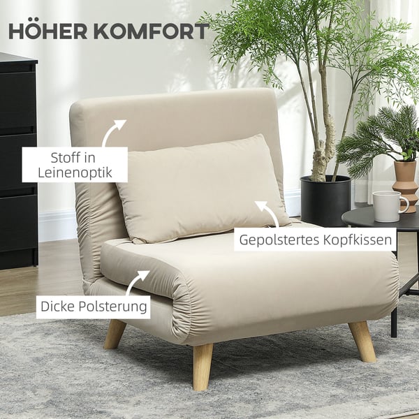 Sovesofa, 72x190x25 cm, Beige