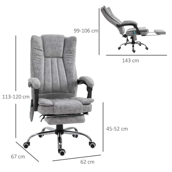 Massagestol, 62x67x113-120 cm, Grå