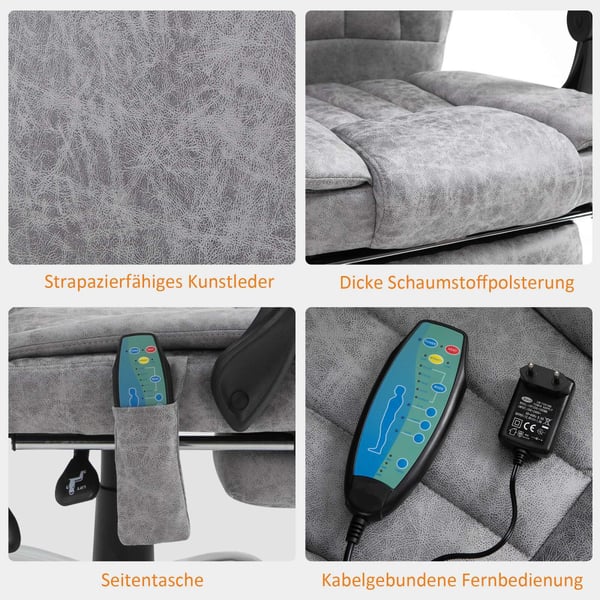 Massagestol, 62x67x113-120 cm, Grå
