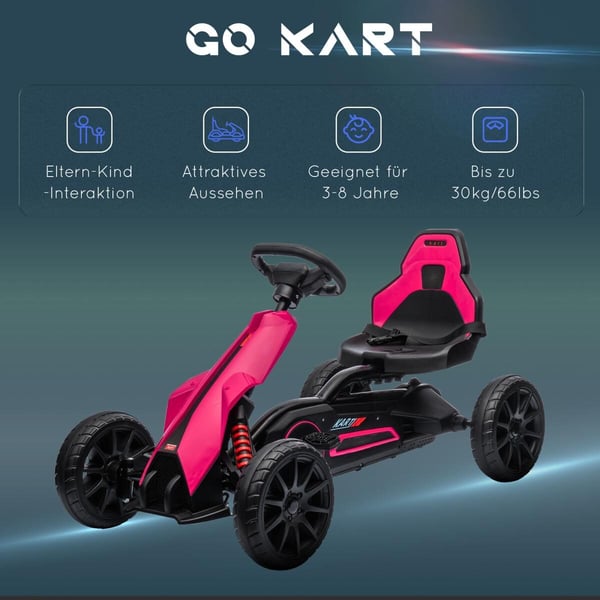 Pedal Go-Kart, 100x58x58,5 cm, Lyserød