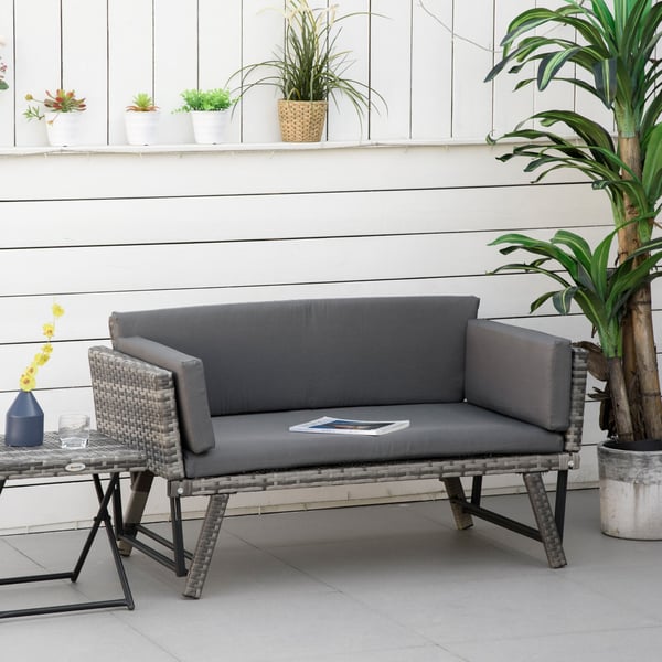 Trädgårdssoffa, 129x63x67 cm, Grå