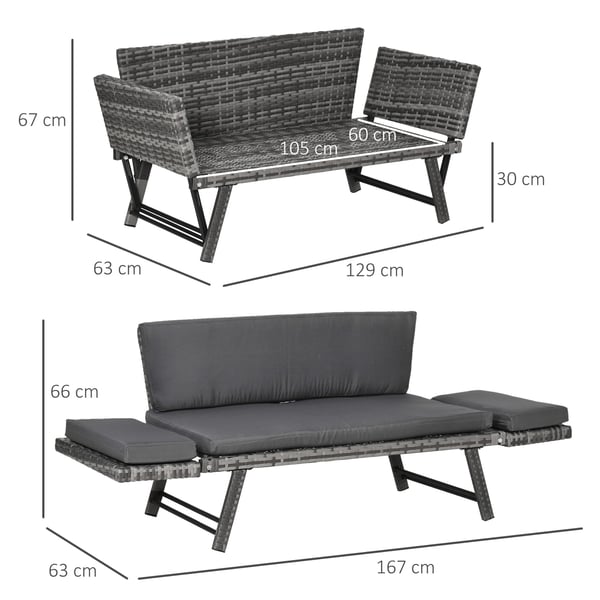 Trädgårdssoffa, 129x63x67 cm, Grå