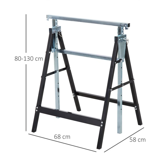 Stilladsbuk, 68x58x80-130 cm, Sort