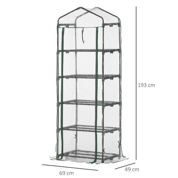 Växthus Mini, 69x49x193 cm, Transparent Grön