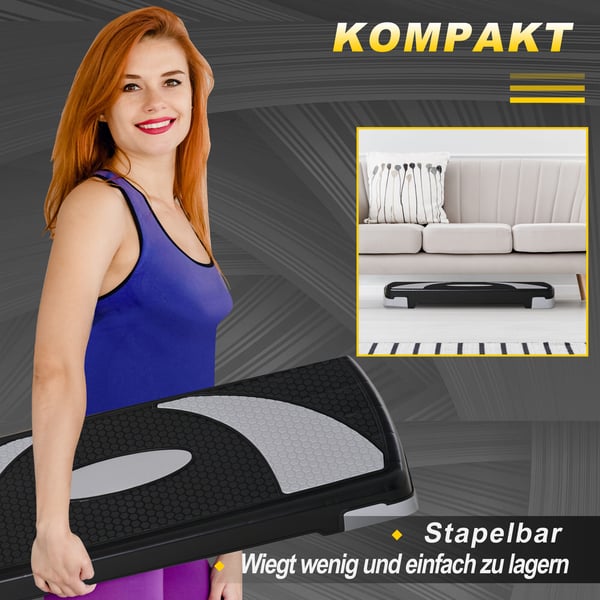 Aerobinen steppi, 80x31x20 cm, musta harmaa