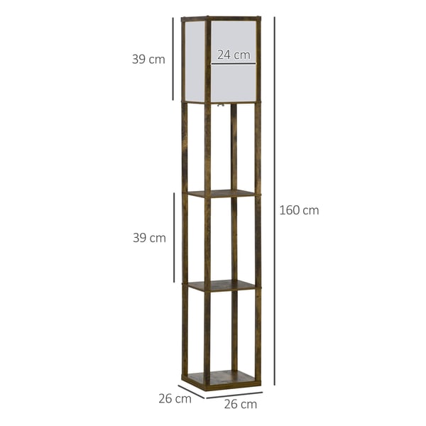Lattiavalaisin hyllyillä, 26x26x160 cm, ruskea