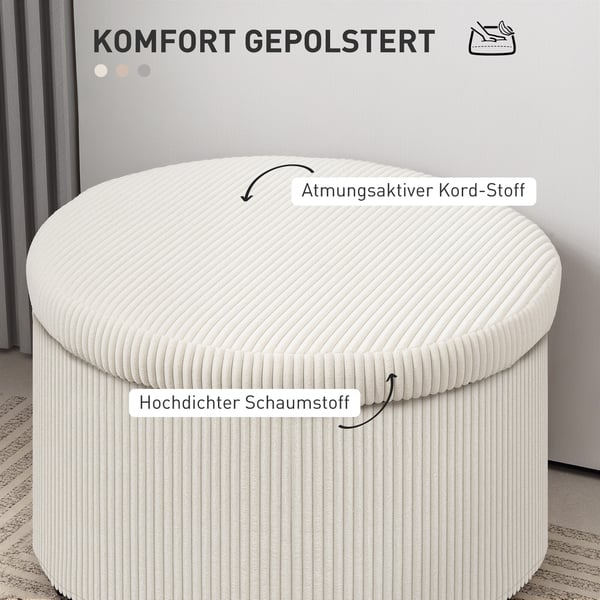 Opbevaringspuf, 60x60x41 cm, Beige