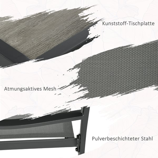 Ude spisebordssæt, 5 dele, bord 150x87x72 cm, stole 55,5x59x80 cm, grå