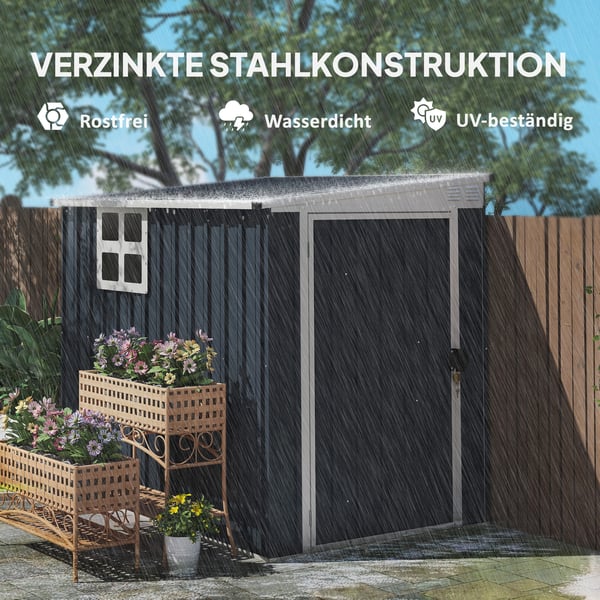 Metal havehus, 128x193x181 cm, mørkegrå