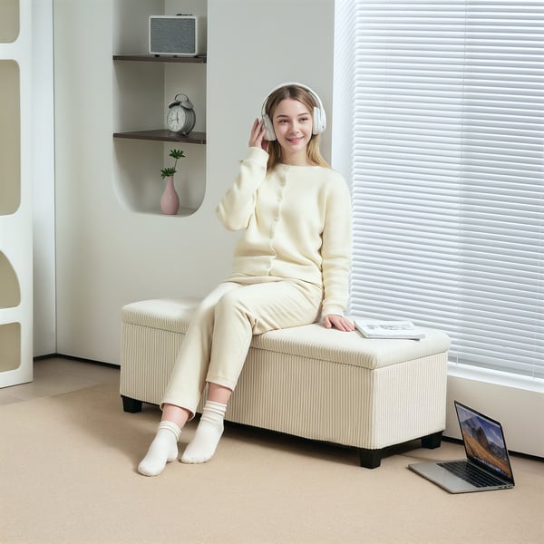 Opbevaringsbænk, 112x42x40 cm, Beige