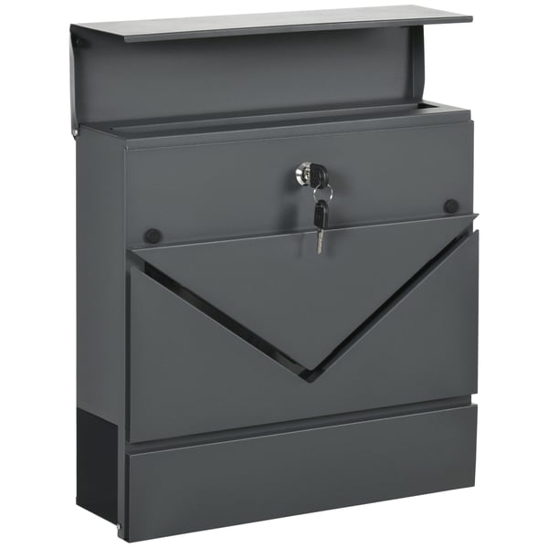 Postkasse, 37x10,5x37 cm, Mørkegrå