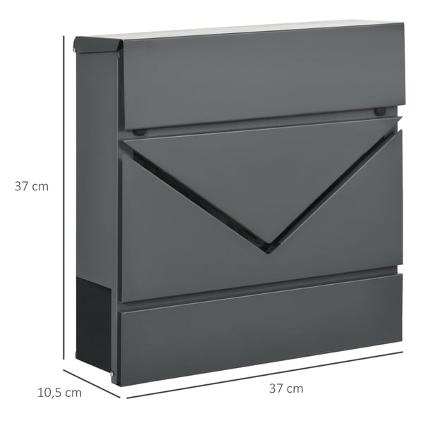 Postilaatikko, 37x10,5x37 cm, Tummanharmaa