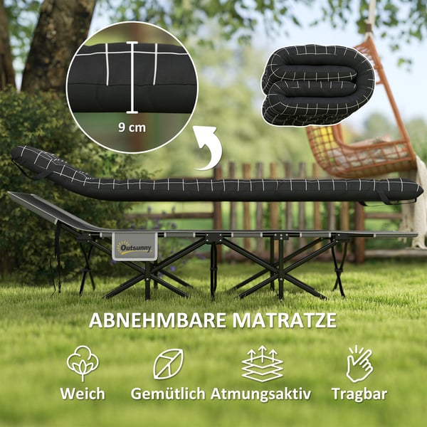 Campingbädd, 190x67x37 cm, Svart