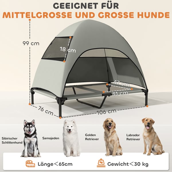 Udendørs Hundeseng, 106x76x99 cm, Lysegrå